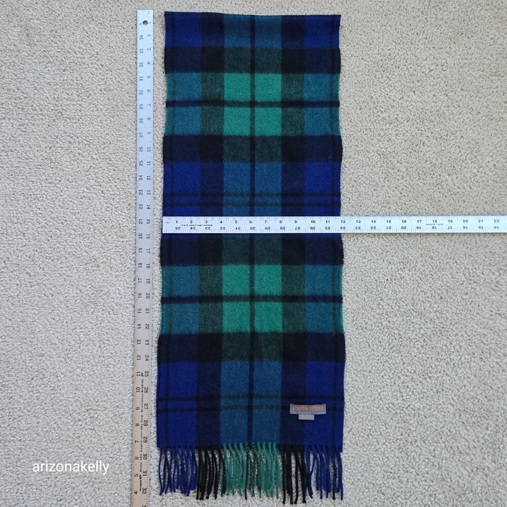 Louisa Perini Blue Green Cashmere Fringe Scarf - Picture 2 of 10